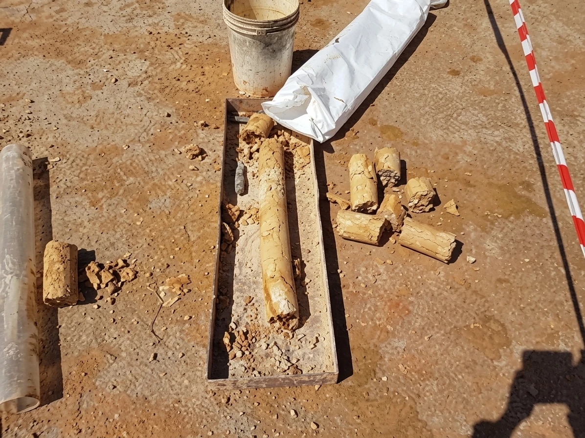 Soil samples extracted from boreholes